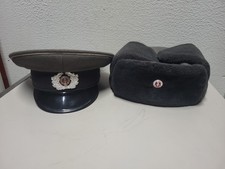 Vtg East German  Military Winter Hat Medium Size NVA 57 Visor Cap 58 LOT WOOL picture