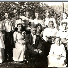 c1910s Outdoor Family Gathering RPPC Pouring Beer Bottle Michigan Runghals Photo picture