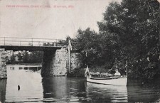 Waupaca WI Wisconsin Chain O'Lakes Bridge Crossing now Casino Vtg Postcard E21 picture