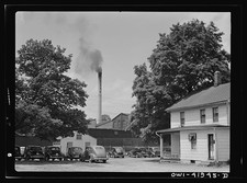 Southington Connecticut 1942 Street Scene Factory Smokestack Automobiles picture
