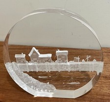 1978 Ronald Fox Reverse Carved Lucite Fishing Village MCM picture