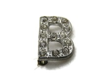 Vintage Pave Rhinestone Letter B Initial Pin Brooch Silver Tone Costume Jewelry picture