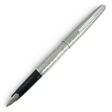 Excellent Platinum Vintage K18WG 18K White Gold Arabesque Fine F Fountain Pen picture