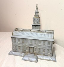 Big antique 1875 US Centennial enamel Cast Iron Still Bank Independence Hall picture