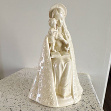 Virgin Mary Madonna & Child White Glazed Ceramic Statue Figurine Christianity picture