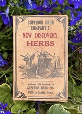 RARE INDIAN HERBS NEW DISCOVERY SUPERIOR DRUG COMPANY GUTHRIE CENTER IOWA 1900  picture