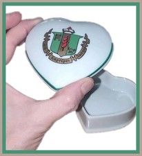EvezBeadz Vintage Delta Zeta Sorority Crest Heart Shaped Trinket Keepsake Box picture