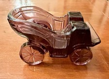 Vintage Purple L. G. Wright Glass Co Carriage Stage Coach Car Figurine Ashtray picture