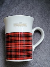 Drambuie Gold Rim Red Tartan pattern Coffee Mug Kilncraft England
