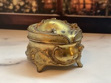 Antique Weidlich Brothers Art Nouveau Ormolu Jewelry Box – Brass Floral Trinket picture