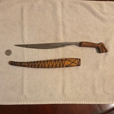 WWII Era hand-carved wooden-handled knife and matching sheath picture