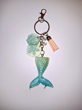 Resin Mermaid Tail Sea Shell Sand Dollar Keychain with Tassel,  Beach Handmade  picture