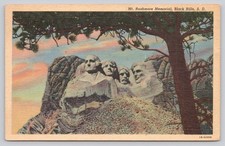 Vintage 1941 Mt Rushmore Memorial Black Hills SD Linen Postcard C.T. Colorfone picture