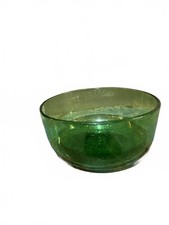 Vintage Hand Blown Green Glass Bowl 5
