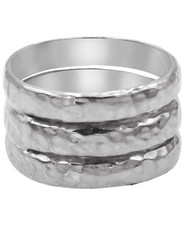 Devata Sterling Silver 925 Bali Hammered Triple Band Ring Size 6 picture