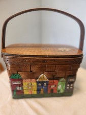 Vintage Signed Caro Nan Hand Painted Basket w/ Handle ~ Jacksonville, FL picture