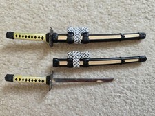 Vintage Mini Twin Japanese Samurai Sword Letter Openers, 8 inches picture