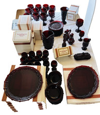 Avon 1876 Cape Cod Ruby Red glass dinnerware collection of 84 pieces picture