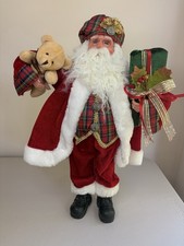 Ridgefield Home Santa Claus 18 Inch Blue Eyes Tartan Plaid NWT Realistic Details picture