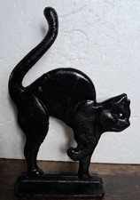 Cat Door Stop 11 Inch Entryway Heavy Cast Iron Home Office Gift picture
