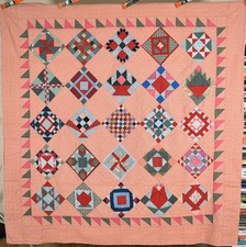 OUTSTANDING Vintage 1920's Pennsylvania Mennonite Antique Sampler Sawtooth Quilt picture