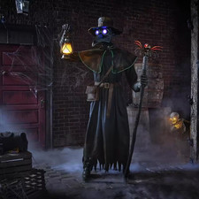 7 Ft Animated LED Plague Doctor Halloween Animatronic Decoration picture