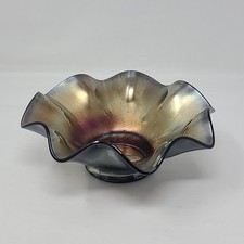 Antique 1909 Dugan Daisy Dear Amethyst Carnival Glass Bowl picture