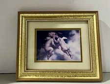 Vintage Bessie Pease Gutman “ The Kiss” Cherub Framed Gold picture