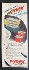 1949 CANADIAN AD CANADA MID CENTURY MODERN PYREX MULTI COLORS REFRIGERATOR SET picture