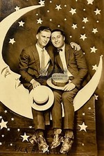 PAPER MOON GAY INTEREST HANDSOME MEN AFFECTIONATE 4X6 RPPC POSTCARD REPRINT picture