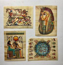 Set of (4) Rare Egyptian souvenirs genuine Egyptian Papyrus Handmade 6x8” picture