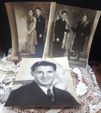 (3) 1930s 1939 Wedding Photo Man & Woman Fithian Farrington Family Vintage Bride picture