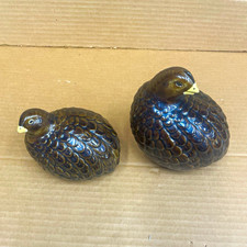 Ceramic Quail Bird Figurine Set Pair (2) Bird Animal Class Decor Collectible picture