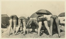 Funny Bending Over Men Women Beach Butts Faceless Antique Photo 1920s picture