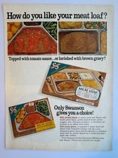 1968 Swanson Dinners Meat Loaf With Tomato Sauce Brown Gravy Vintage Print Ad picture