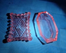 Vintage Selenium Sawtooth Edges, Etched Dishes Open Salt Cellar Dip, Set Of 4 picture
