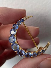 2.00 Ct Round-Cut Blue Topaz Victorian Brooch Pin In 14K Yellow Gold Plated picture