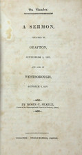 Grafton Massachusetts On Slander Sermon Moses Searle Congregational Church 1828 picture