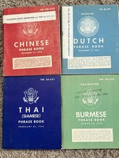 WWII Era PHRASE BOOK Lot 4 Chinese Dutch Thai Burmese See Pics  picture
