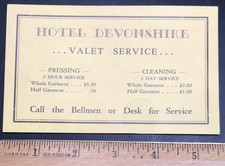 c1950s Hotel Devonshire Valet Service Info Card Laundry San Francisco CA 3.5x5.5 picture