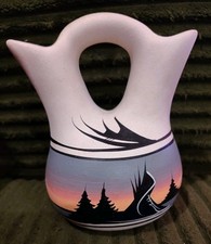 Native American Pottery Wedding Vase  Navajo Beautiful Colors Signed Craig(J) picture