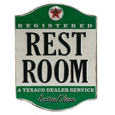 Texaco Restroom Embossed Metal Sign - Vintage Small, Green picture