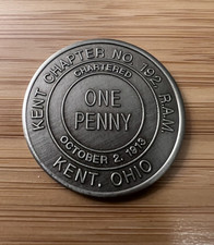 KENT OHIO ROYAL ARCH MASONS RAM 192 MASONIC PENNY TOKEN  - B241 picture