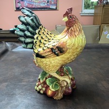 Fitz And Floyd 14” Hand Painted Ceramic Rooster Atop Harvest Bounty COLORFUL  picture