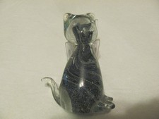 Art Glass Aventurine Swirl Cat Figurine Paperweight 4.5