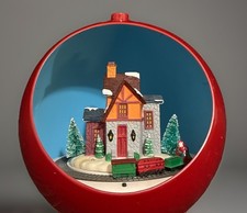 Studio Eluceo Jumbo Ornament | Christmas Train Scene Music+Light | Works Great picture