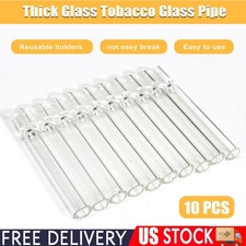 10 Pack Thick Glass Tobacco Glass Pipes Reusable Smoking Tube Pipes Set 105mm picture