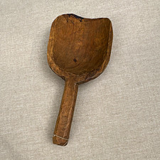 Hand-Carved Wooden Scoop, Medium Brown Wood Tone, Rustic Primitive, 1-Pc picture