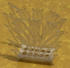 Vintage Lustro Ware Flower Tulip Napkin Mail Holder Clear Design Midcentury picture