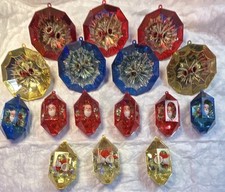 Vtg Jewel Brite Plastic Diorama Christmas Ornaments Lot 16 Mixed Pack MCM Retro picture